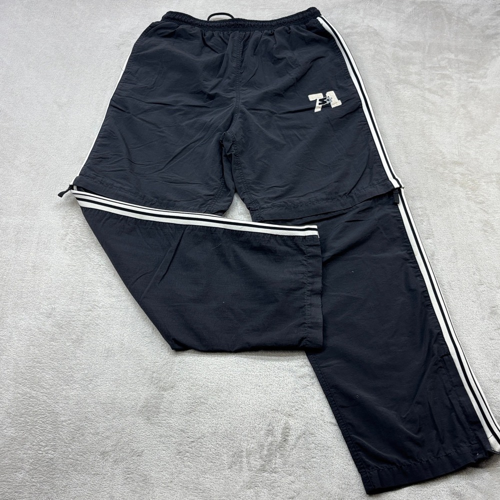 VTG Starter Convertible Track Pants Men Medium Black Zip Off Cargo Windbreaker